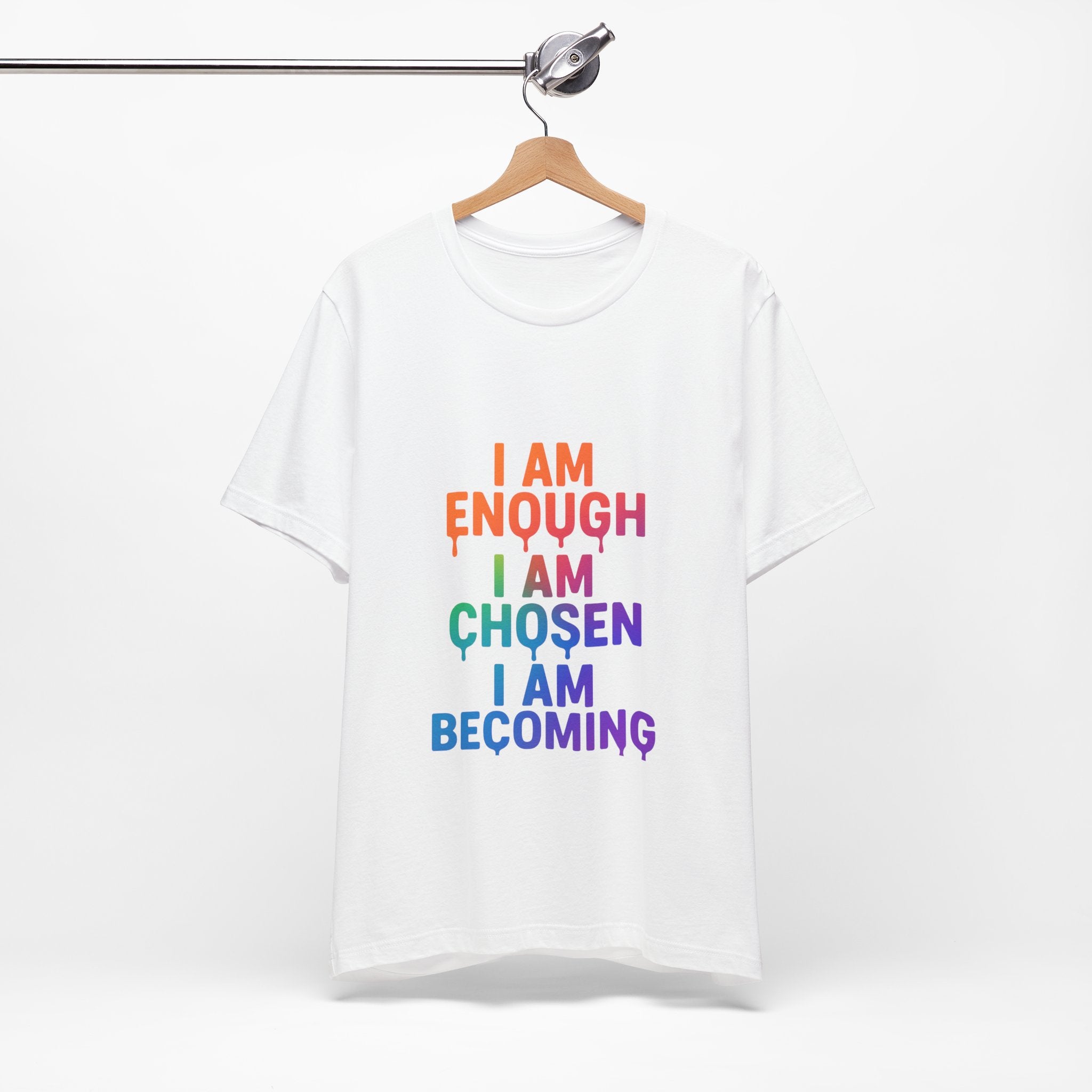 I Am Enough Rainbow Affirmation Tee - Inspirational Short Sleeve Shirt