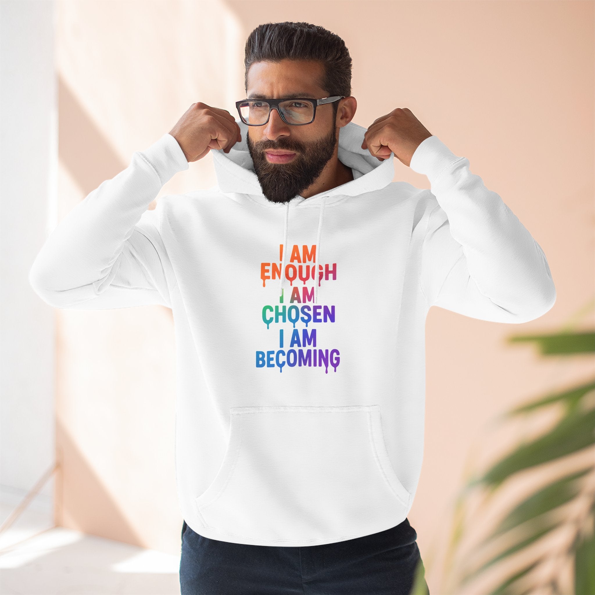 I Am Enough Rainbow Affirmation Hoodie — Inspirational Self-Love Pullover