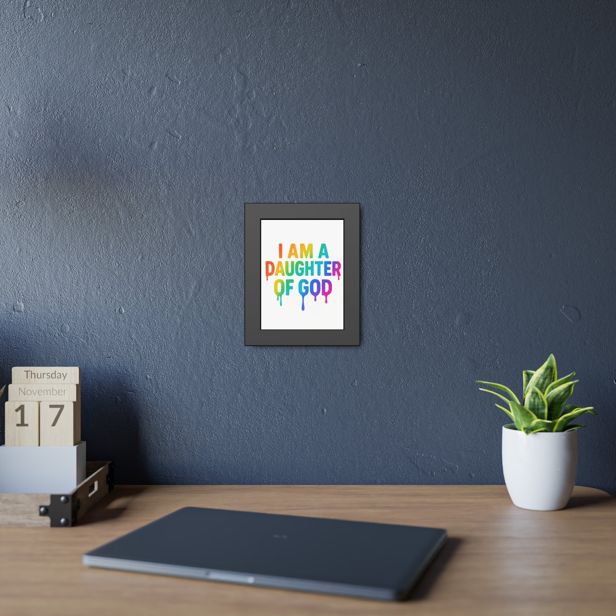 Framed Poster — "I Am a Daughter of God" Rainbow Faith Wall Art