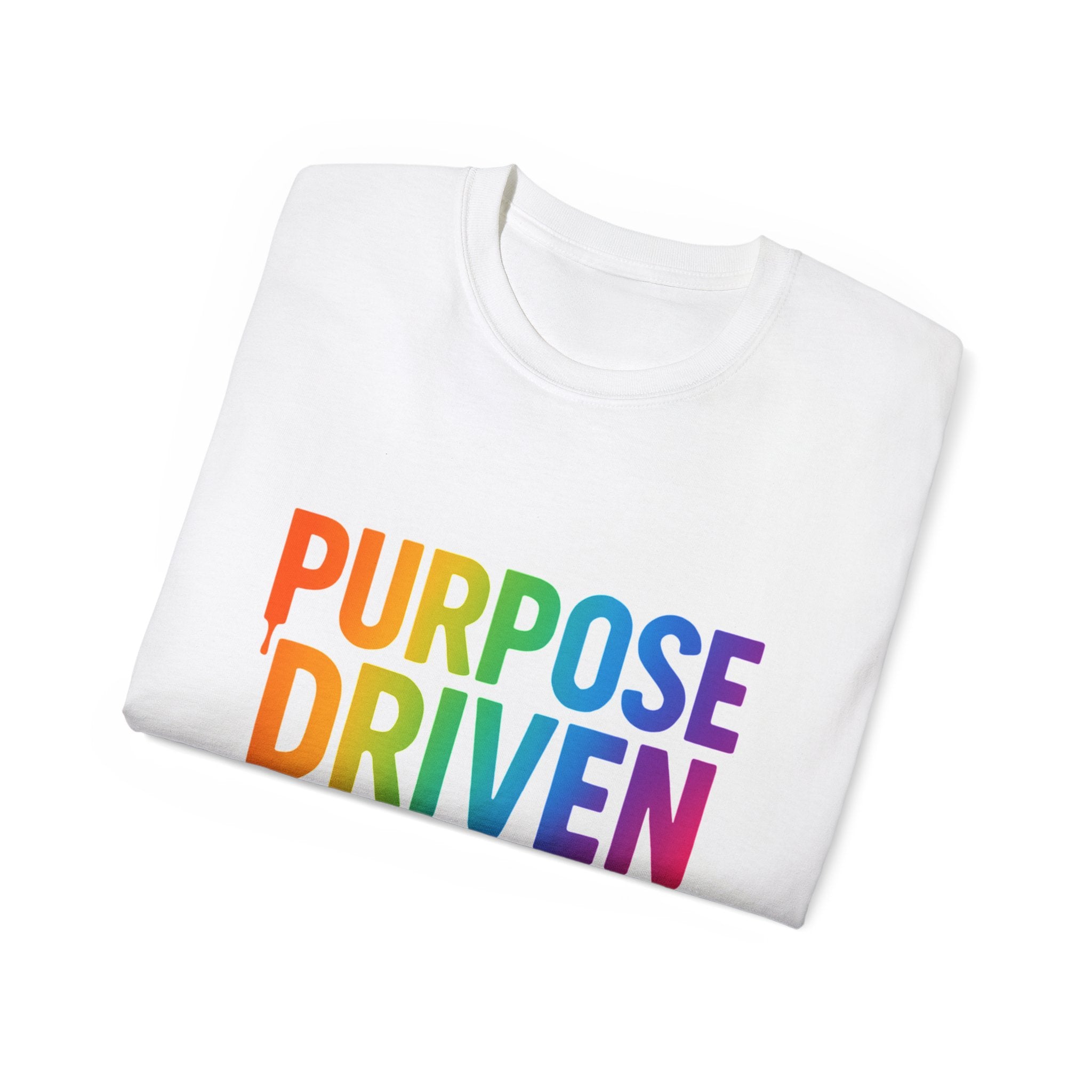 Purpose Driven T‑Shirt — "Purpose Driven" Rainbow Faith Tee (Walking in Purpose, Built by Faith)