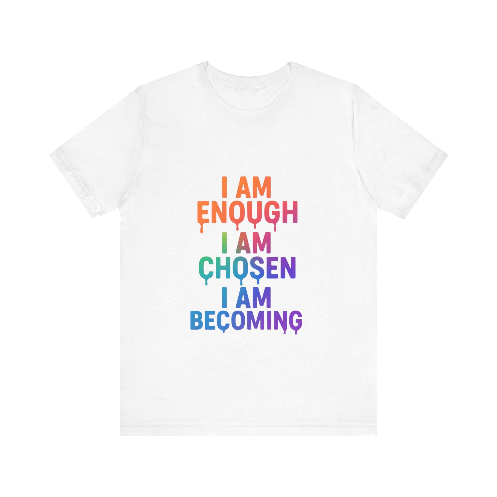 I Am Enough Rainbow Affirmation Tee - Inspirational Short Sleeve Shirt